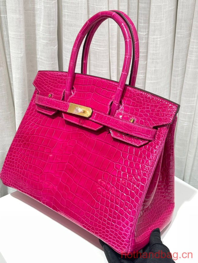 Hermes Birkin 30CM Original Crocodile Leather Bag 5530 rose