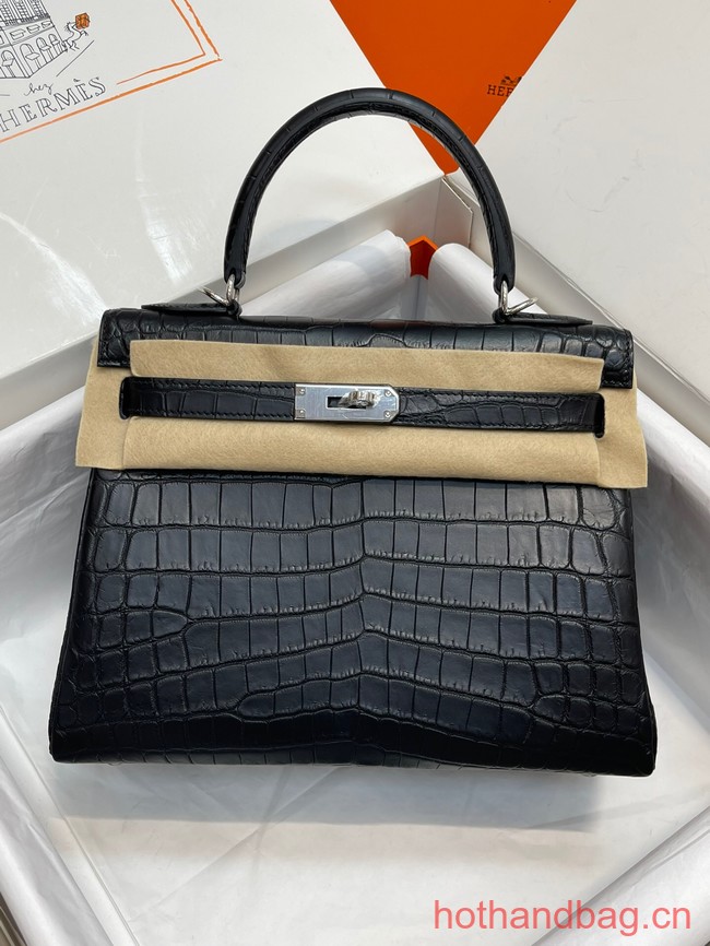 Hermes original Kelly Crocodile Leather 5525 black