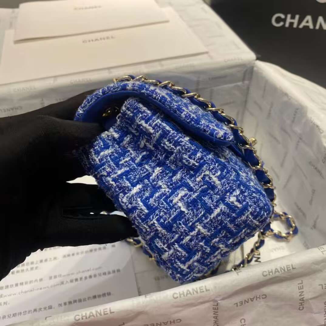 Chanel Tweed CLUTCH WITH CHAIN A01116 Blue