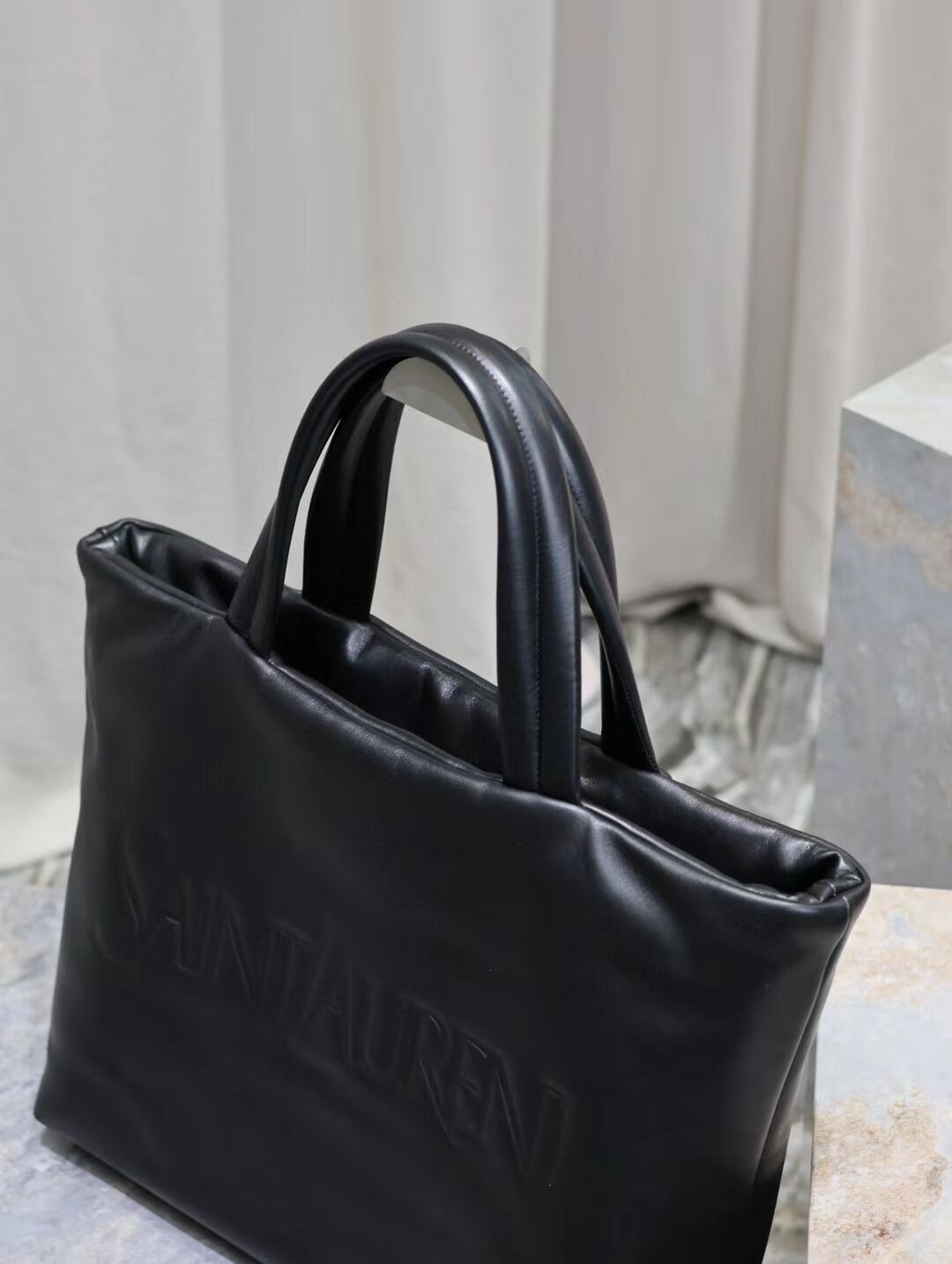 SAINT LAURENT TOTE IN SILKTECH CANVAS 756269 BLACK