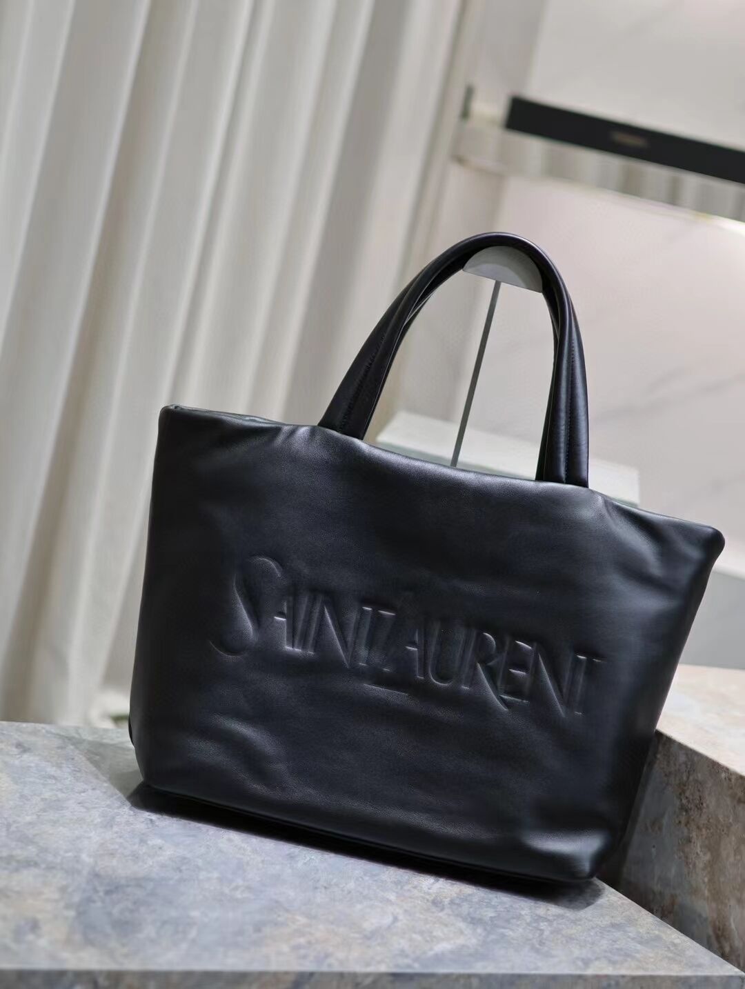 SAINT LAURENT TOTE IN SILKTECH CANVAS 756269 BLACK