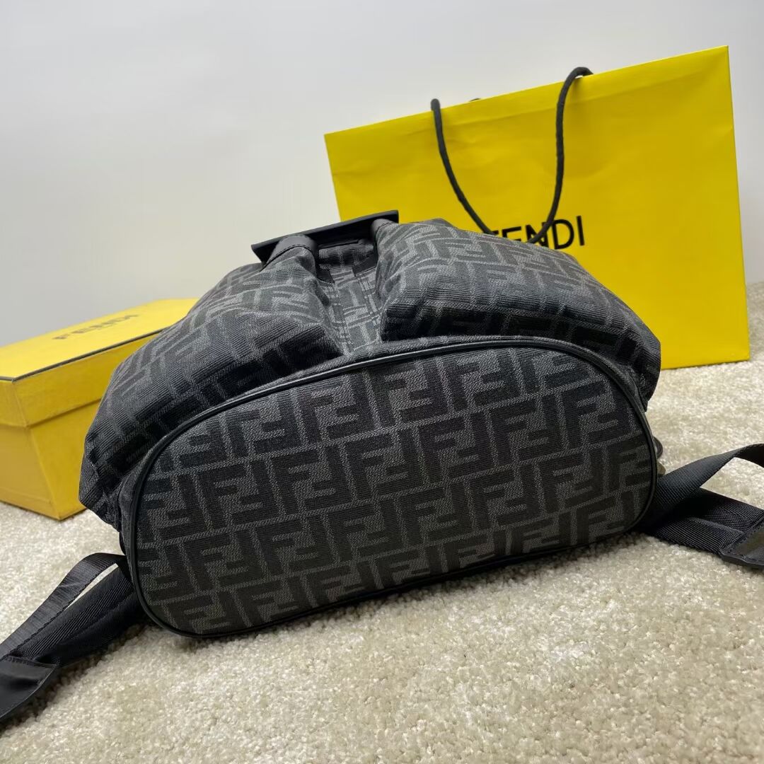 Fendi FF Jacquard Fendi Strike Medium fabric backpack 7VZ070A black