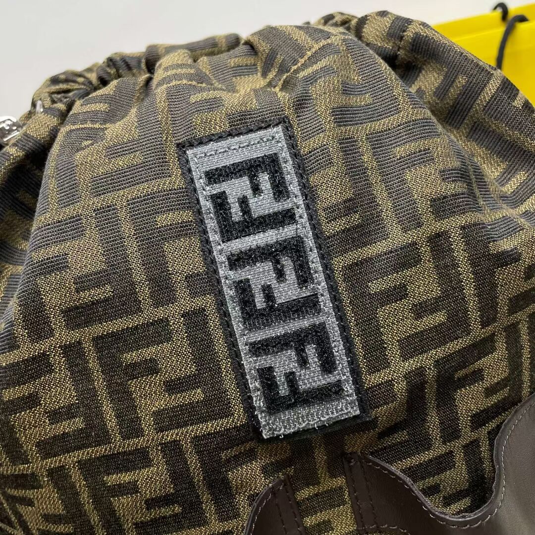 Fendi FF Jacquard Fendi Strike Medium fabric backpack 7VZ070A brown