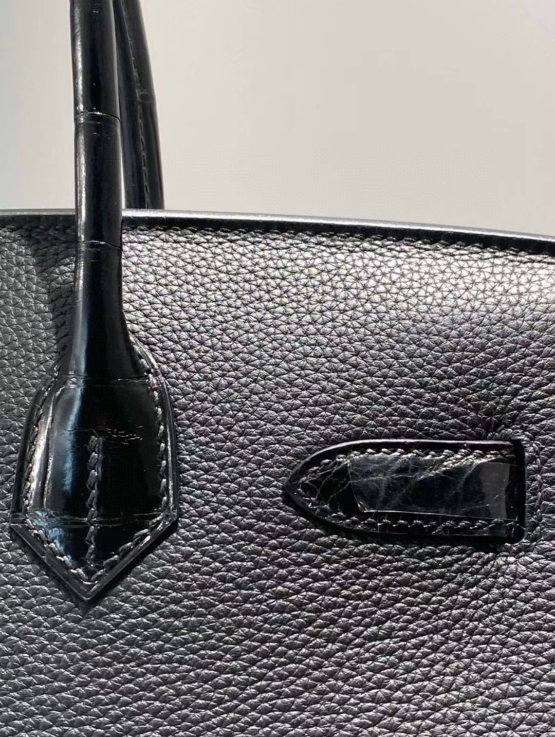 Hermes Birkin Bag Original Leather crocodile togo HBK2530 black&Silver