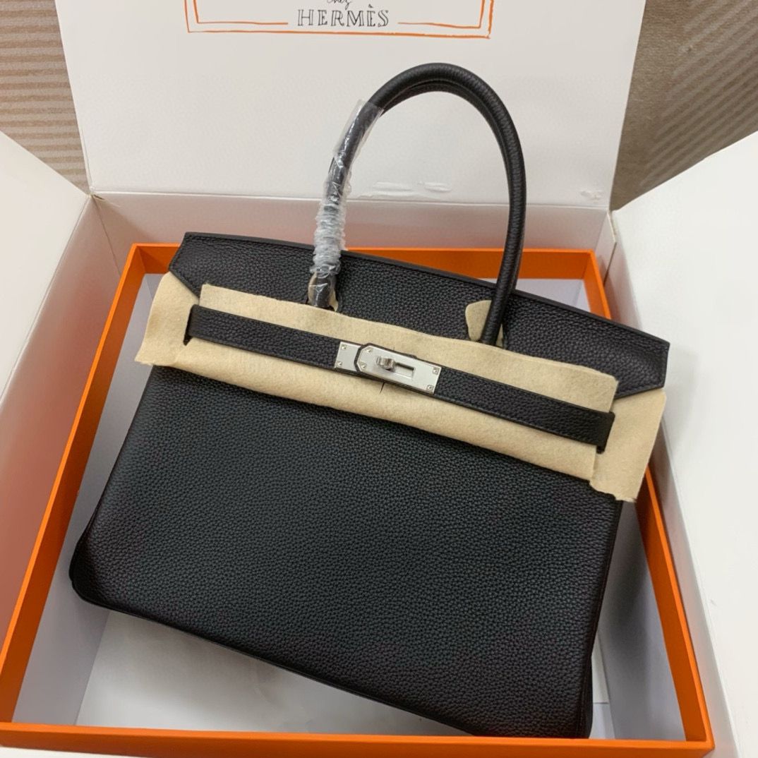 Hermes Original Togo Leather 30CM HB30O Black&Silver Hardware