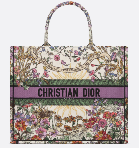 Large Dior Book Tote Ecru Multicolor Dior 4 Saisons Ete Soleil Embroidery M1286ZEBH