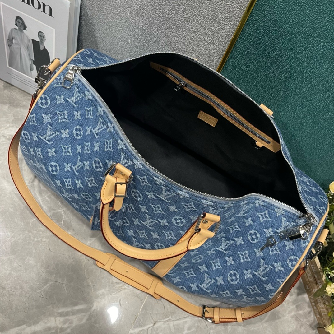 Louis Vuitton CUSTOMIZABLE Keepall Bandouliere 50 M41416 Denim Blue