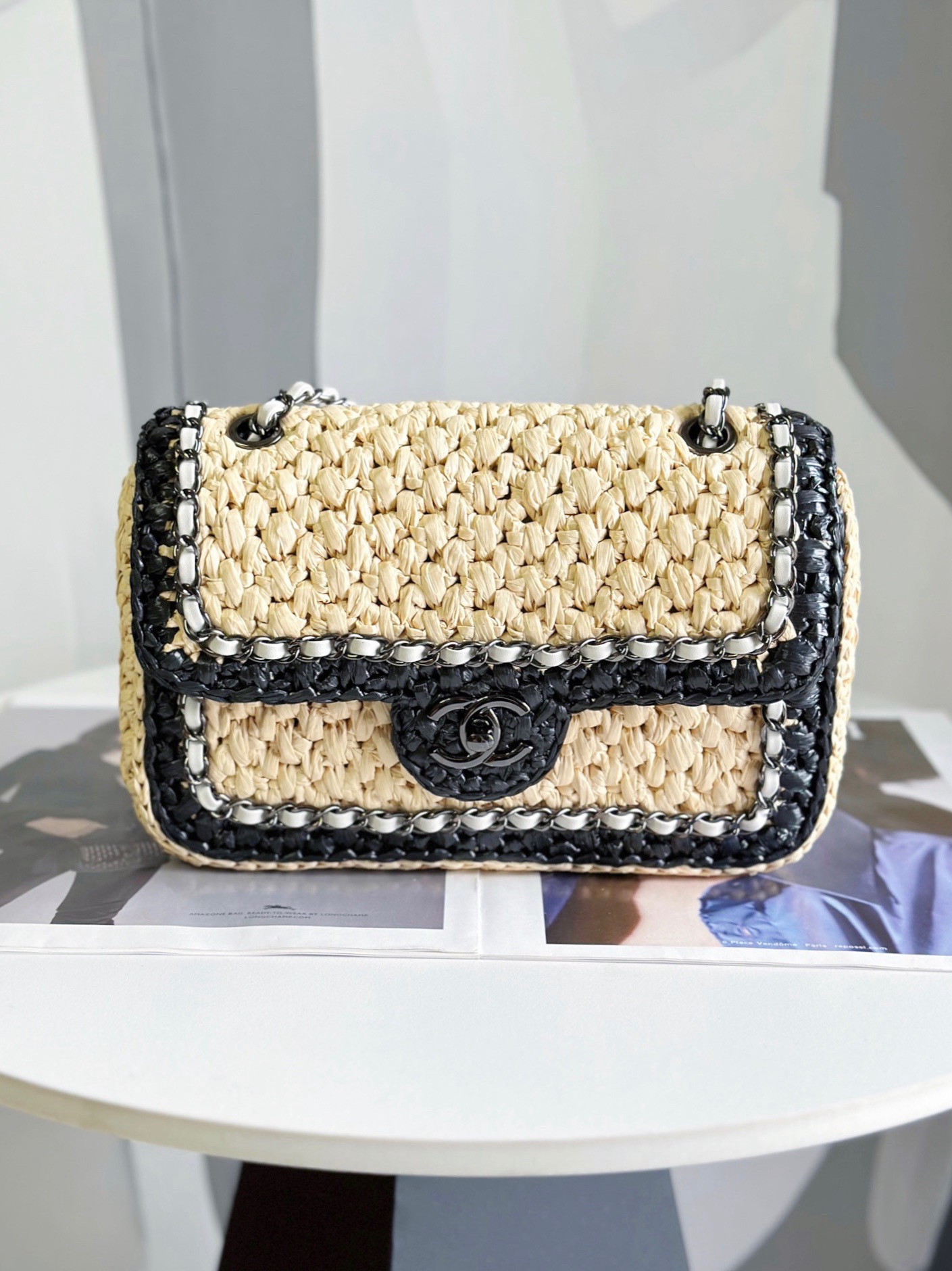 Chanel Weaving small Flap Bag AS6010 Black&Beige