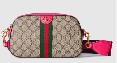 GUCCI OPHIDIA GG SMALL CROSSBODY BAG 752591 Fuchsia