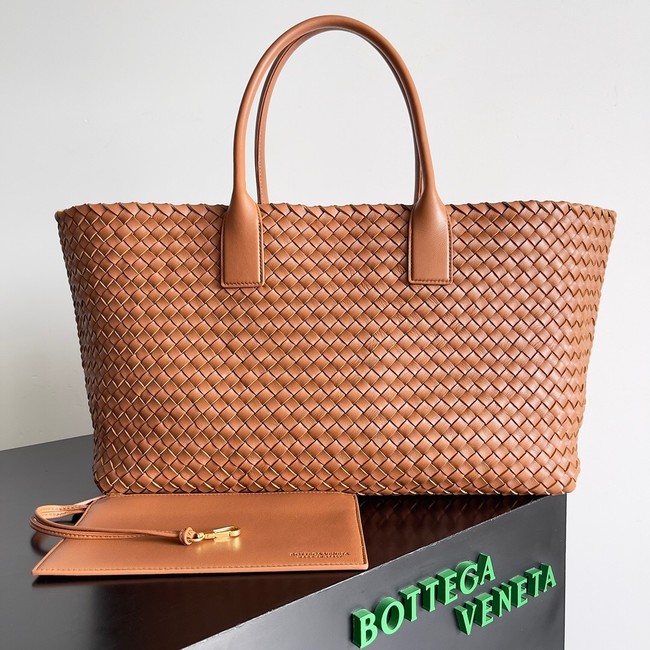 Bottega Veneta Large intreccio leather tote bag 608811 Golden Brown