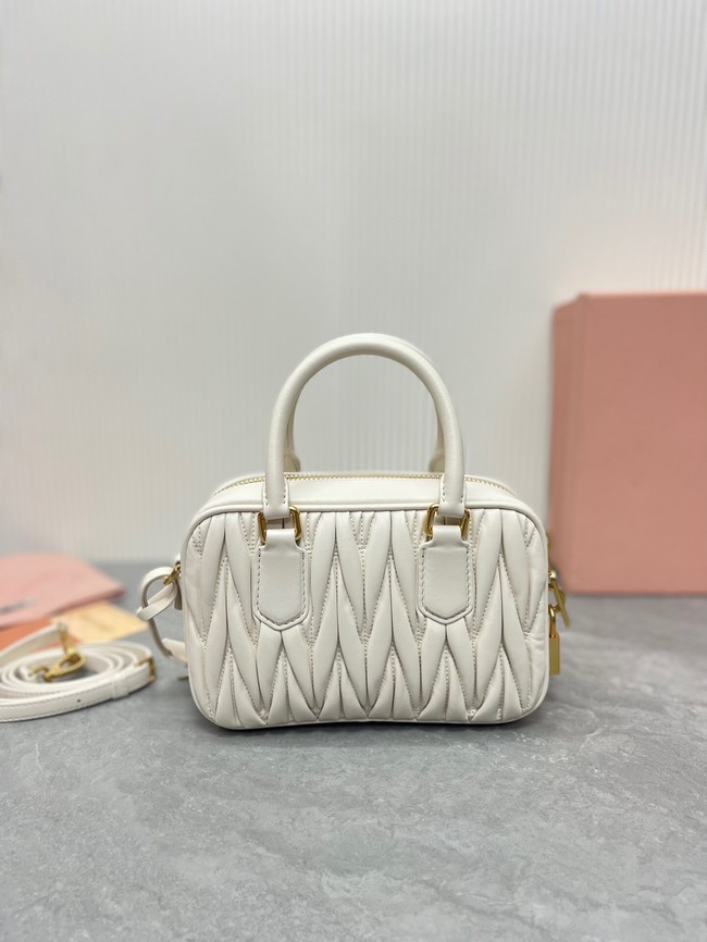 MIU MIU Original Leather Top Handle Bag 5BB123 white