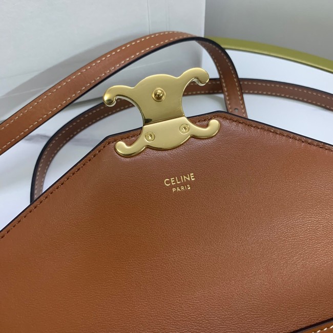 CELINE ENVELOPPE BAG IN TRIOMPHE CANVAS AND CALFSKIN 113322 TAN