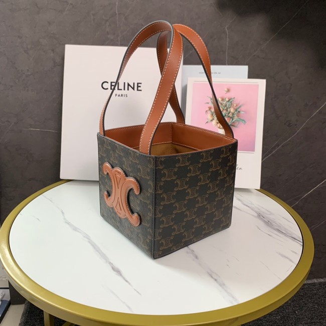 CELINE ENVELOPPE BAG IN TRIOMPHE CANVAS AND CALFSKIN 199202 TAN