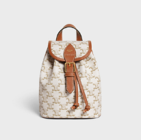 CELINE MINI BACKPACK FOLCO IN TRIOMPHE CANVAS AND CALFSKIN 197662 WHITE