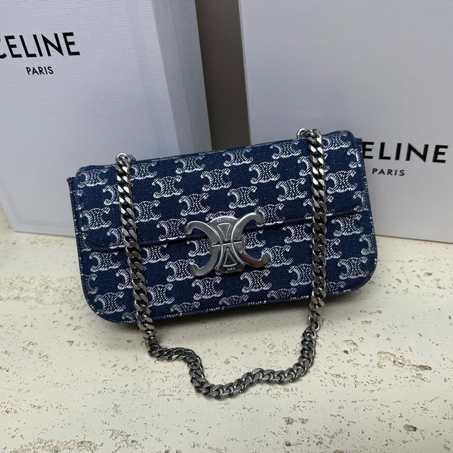 CELINE CHAIN SHOULDER BAG Denim Blue 197993