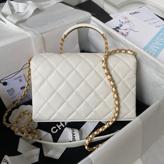 Chanel FLAP BAG WITH TOP HANDLE AS4008 white