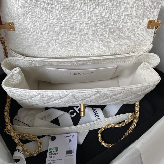 Chanel FLAP BAG WITH TOP HANDLE AS4008 white