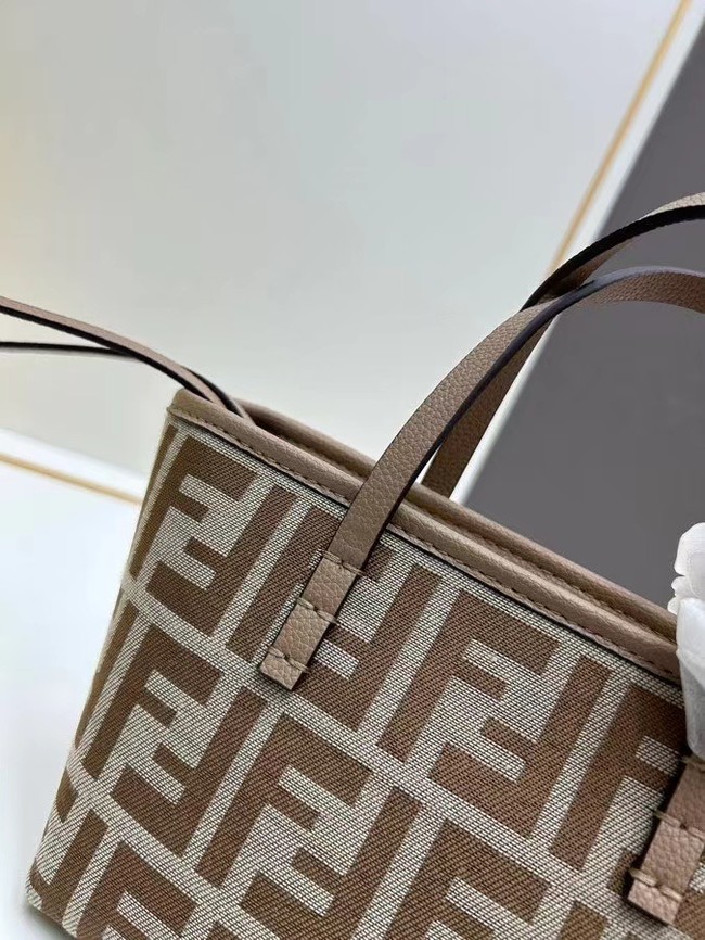 Fendi mini FF jacquard fabric and leather bag F3671 gray