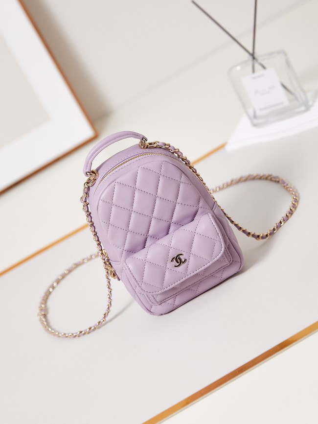 Chanel MINI BACKPACK AP3753 Sheepskin & Gold-Tone Metal light purple