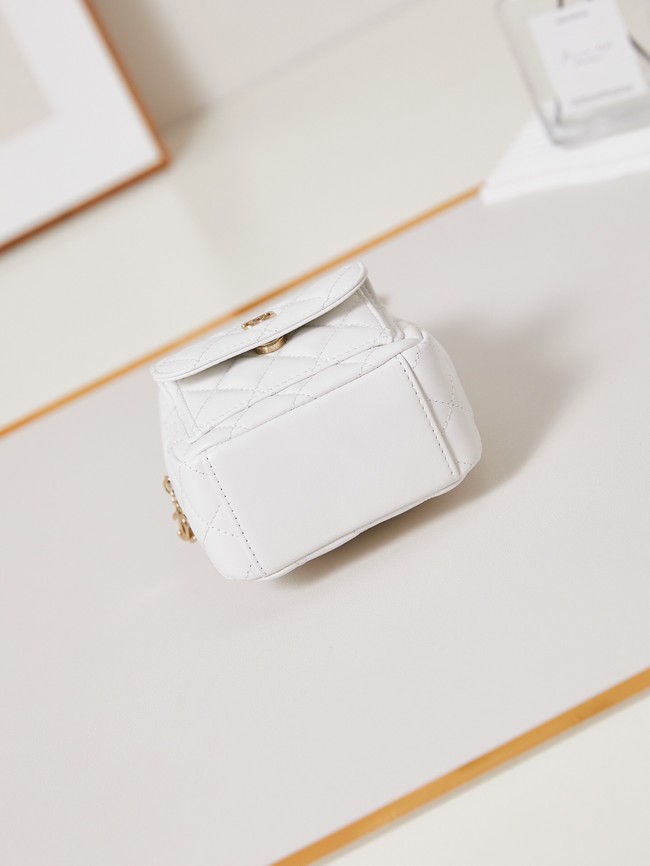 Chanel MINI BACKPACK AP3753 Sheepskin & Gold-Tone Metal white