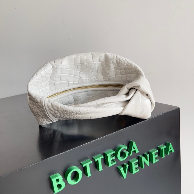 Bottega Veneta Mini Jodie Mini alligator leather top handle bag 717709 white