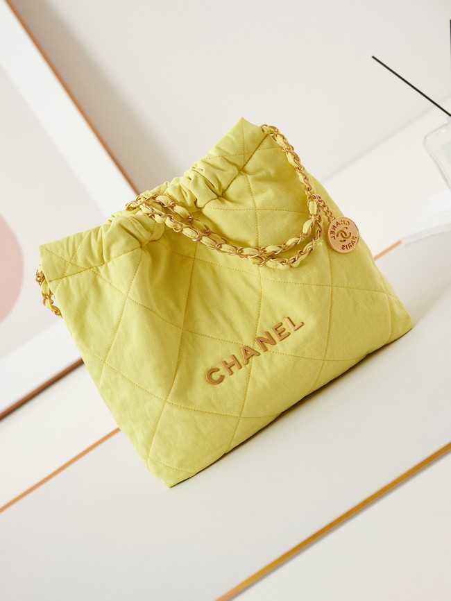 CHANEL 22 HANDBAG Fabric AS3260 yellow