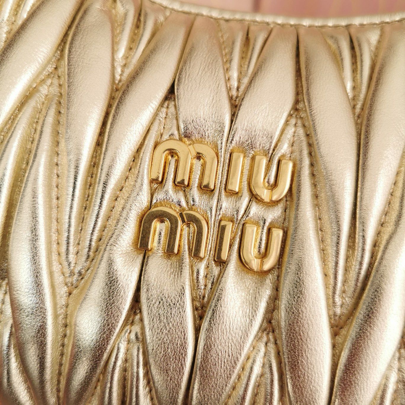 Miu Miu Wander Matelasse Original Sheepskin Bag 5BC125 Gold