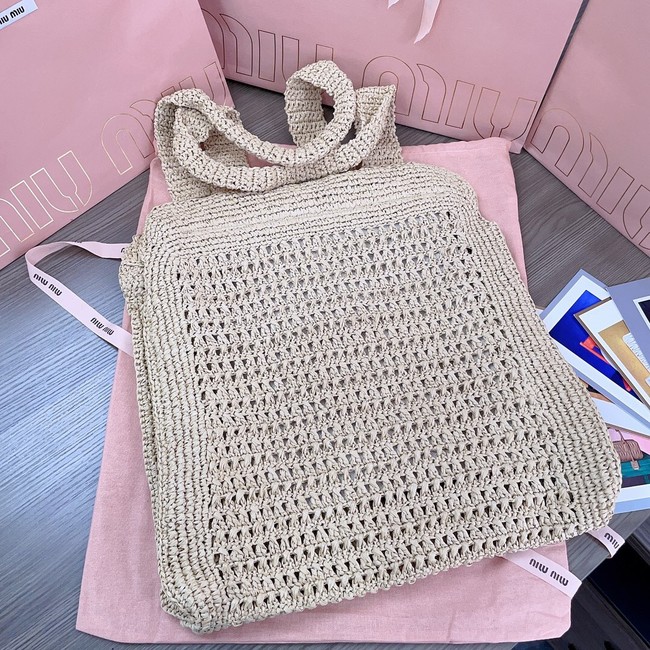 MIUMIU IN RAFFIA Shoulder Bags 5BG230 Apricot