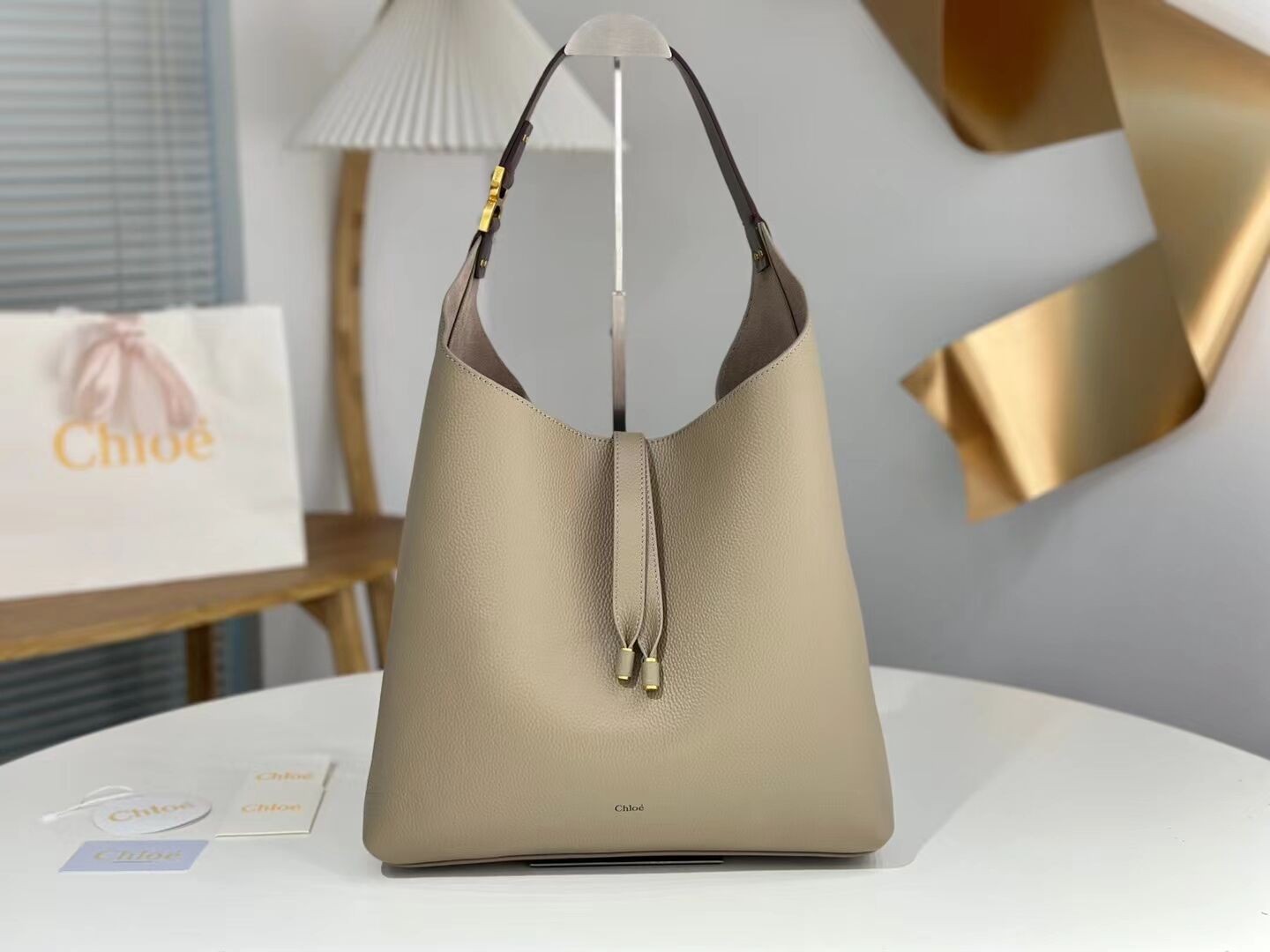 CHLOE leather shoulder bag CL224765 gray