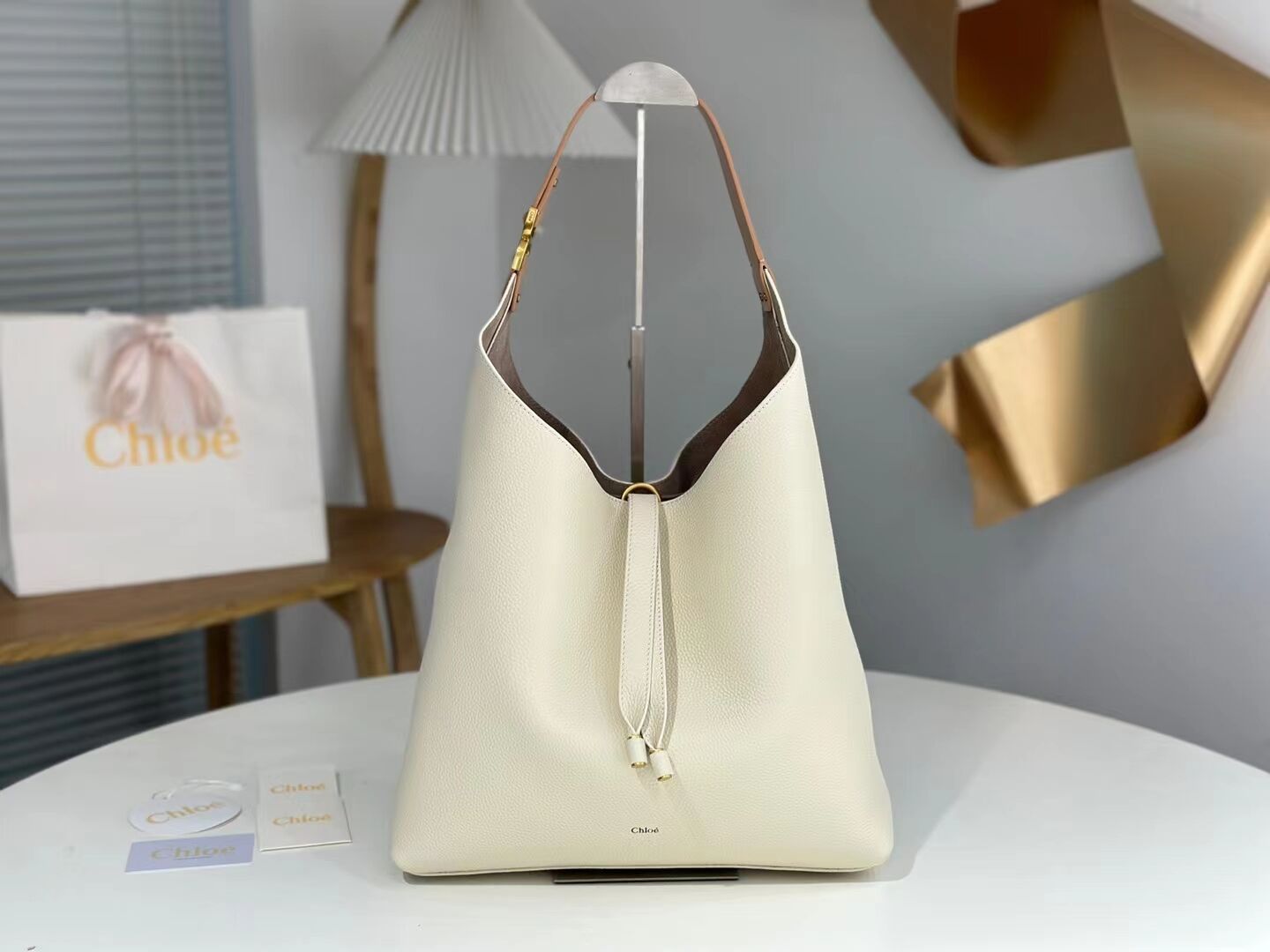 CHLOE leather shoulder bag CL224765 white