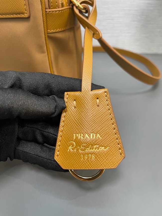 Prada Re-Nylon and brushed leather shoulder bag 1BH218 Apricot