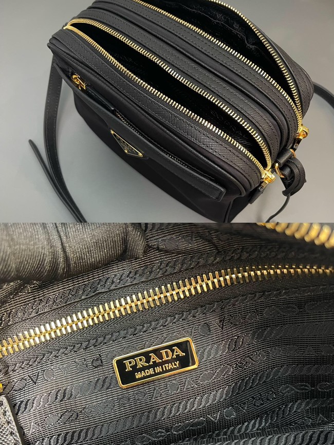 Prada Re-Nylon and brushed leather shoulder bag 1BH218 black