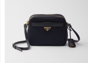 Prada Re-Nylon and brushed leather shoulder bag 1BH218 black