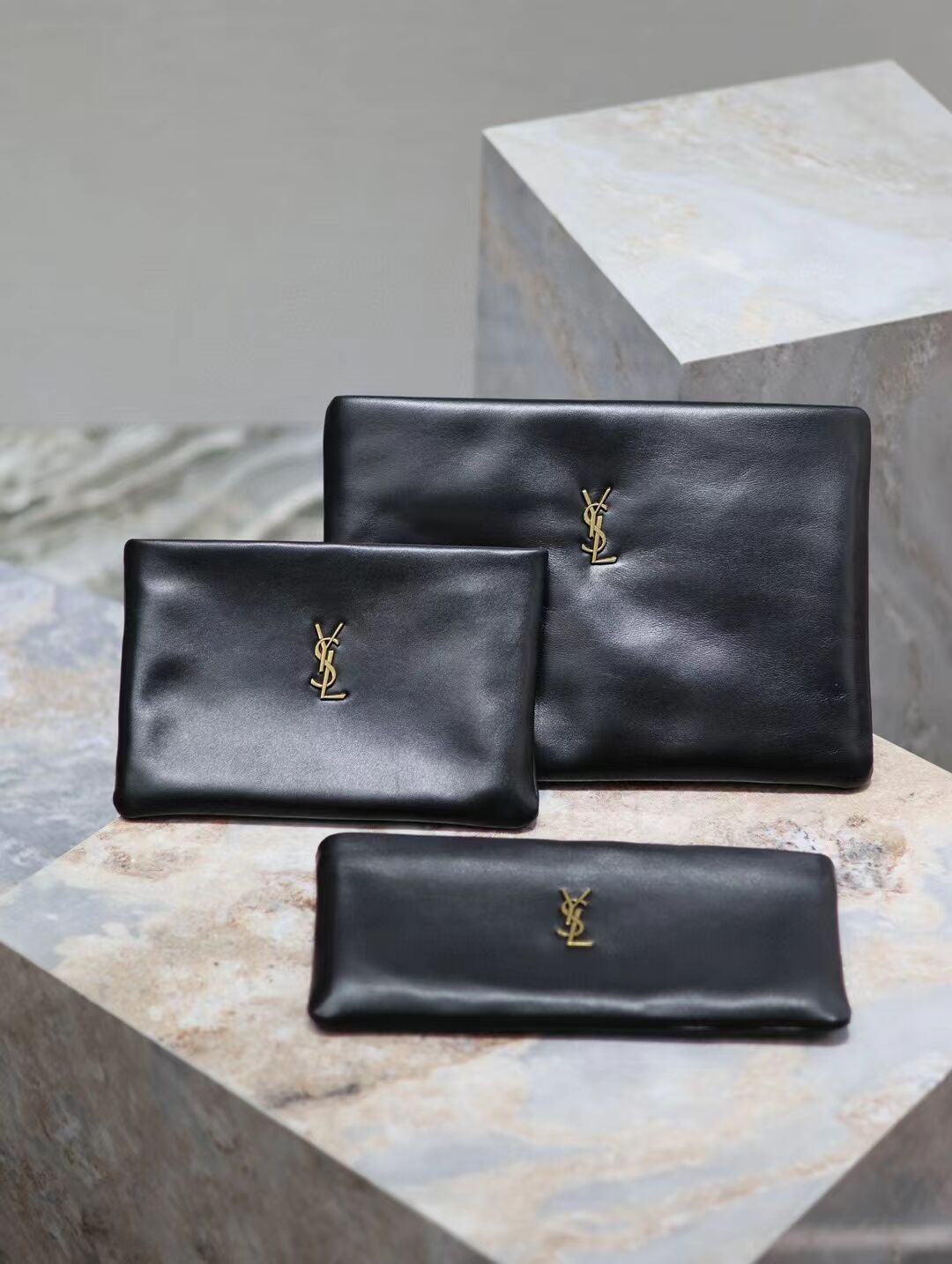 SAINT LAURENT CALYPSO LONG POUCH IN LAMBSKIN 774062 black