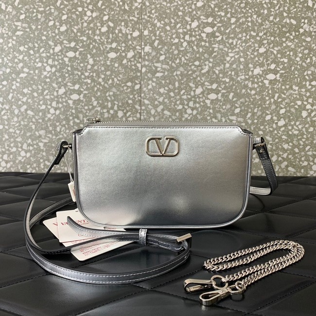 VALENTINO Mini VLOGO SIGNATURE calfskin bag MZ079 silver