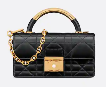 Mini Dior Ange Bag blackMacrocannage Calfskin M4401U