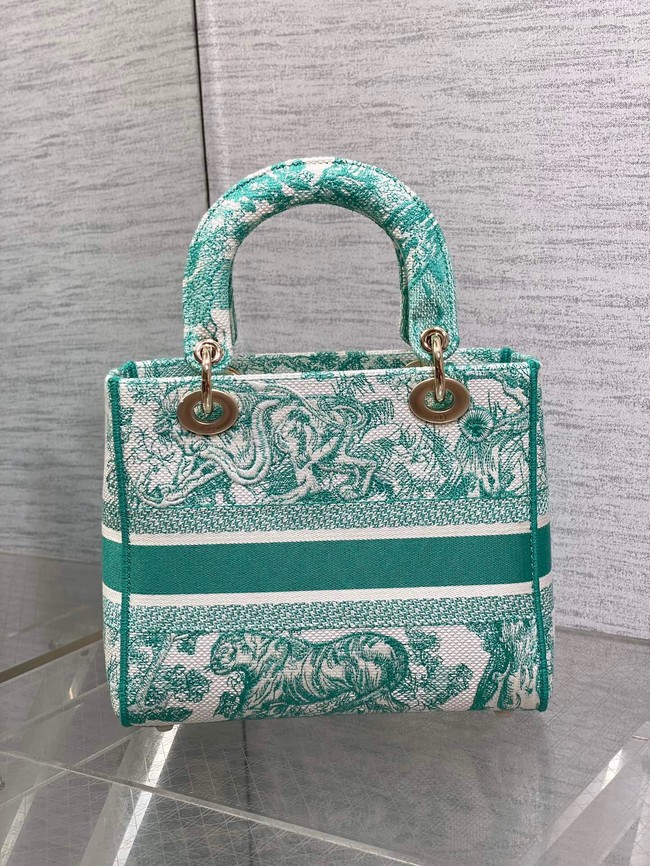 DIOR Medium Dioriviera Lady D-Lite Bag Aquamarina Toile de Jouy Embroidery M0565OT