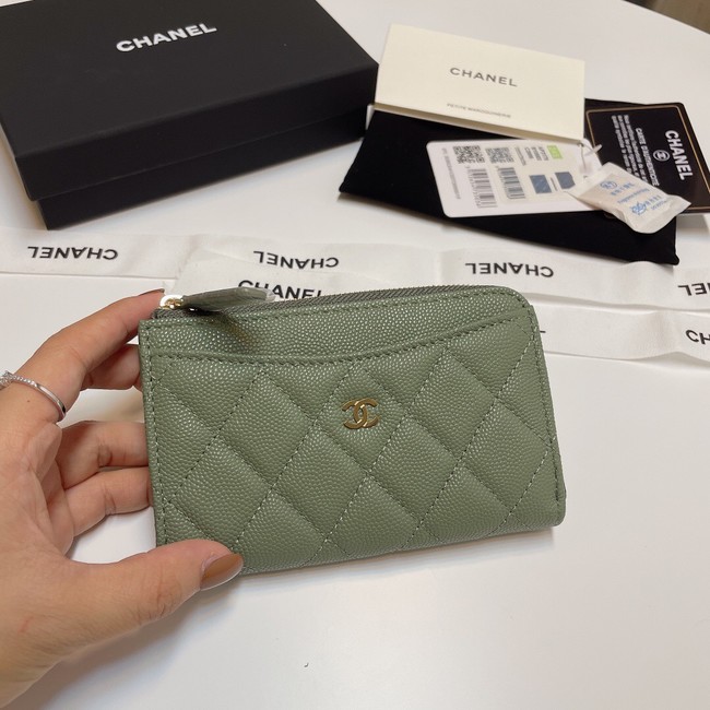 Chanel CLASSIC CARD HOLDER AP3179 green