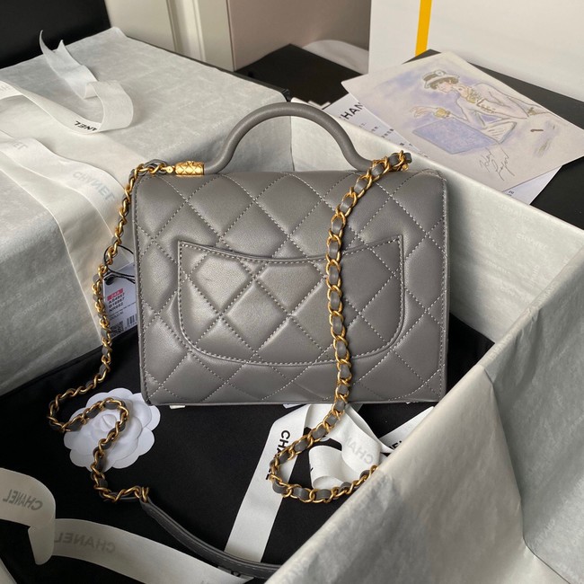 Chanel SMALL FLAP BAG WITH TOP HANDLE AS4957 GRAY