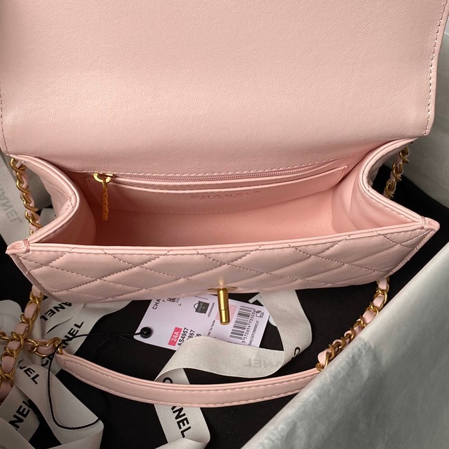 Chanel SMALL FLAP BAG WITH TOP HANDLE AS4957 PINK