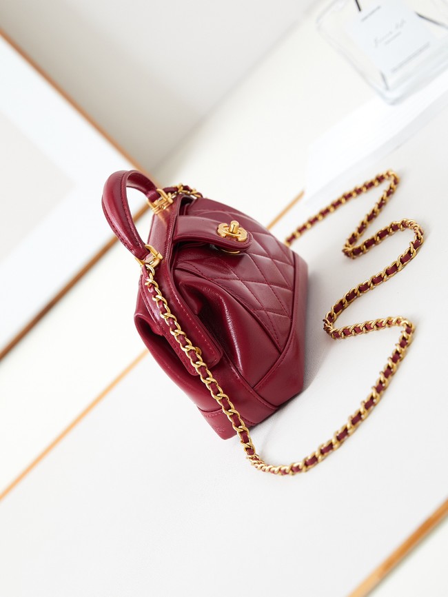 CHANEL 24A MINI BAG WITH TOP HANDLE AS4958 Burgundy