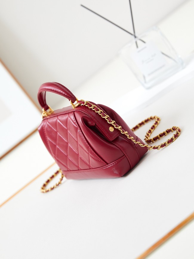 CHANEL 24A MINI BAG WITH TOP HANDLE AS4958 Burgundy