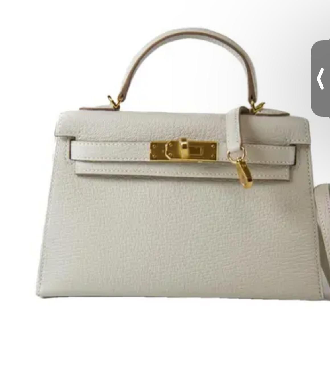 Hermes Kelly 19cm Shoulder Bags Original Swift Leather KL19 White Gold-Tone