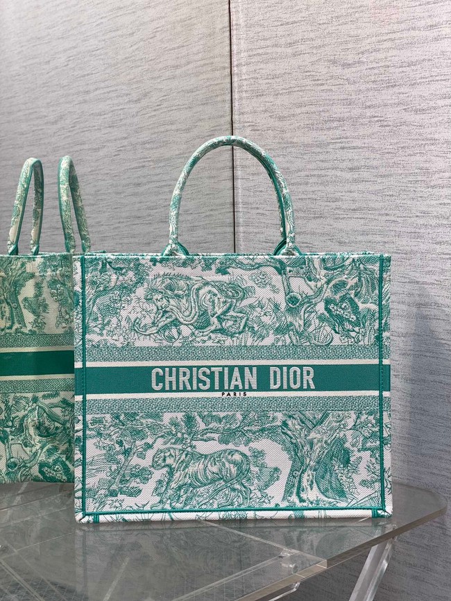 Large Dioriviera Dior Book Tote Aquamarina Toile de Jouy Embroidery M1286ZE