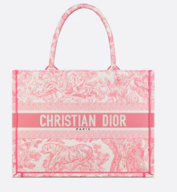 Medium Dioriviera Dior Book Tote Candy Pink Toile de Jouy Embroidery M1296Z