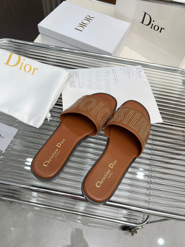 Dior Dway Slide Calfskin and Gold-Finish Studs KCO138CT-1