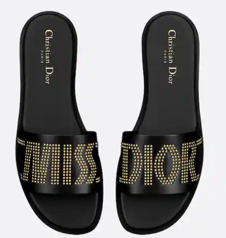 Dior Dway Slide Calfskin and Gold-Finish Studs KCO138CT-3