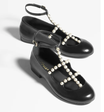 Chanel MARY JANES Goatskin & Imitation Pearls 11240-4