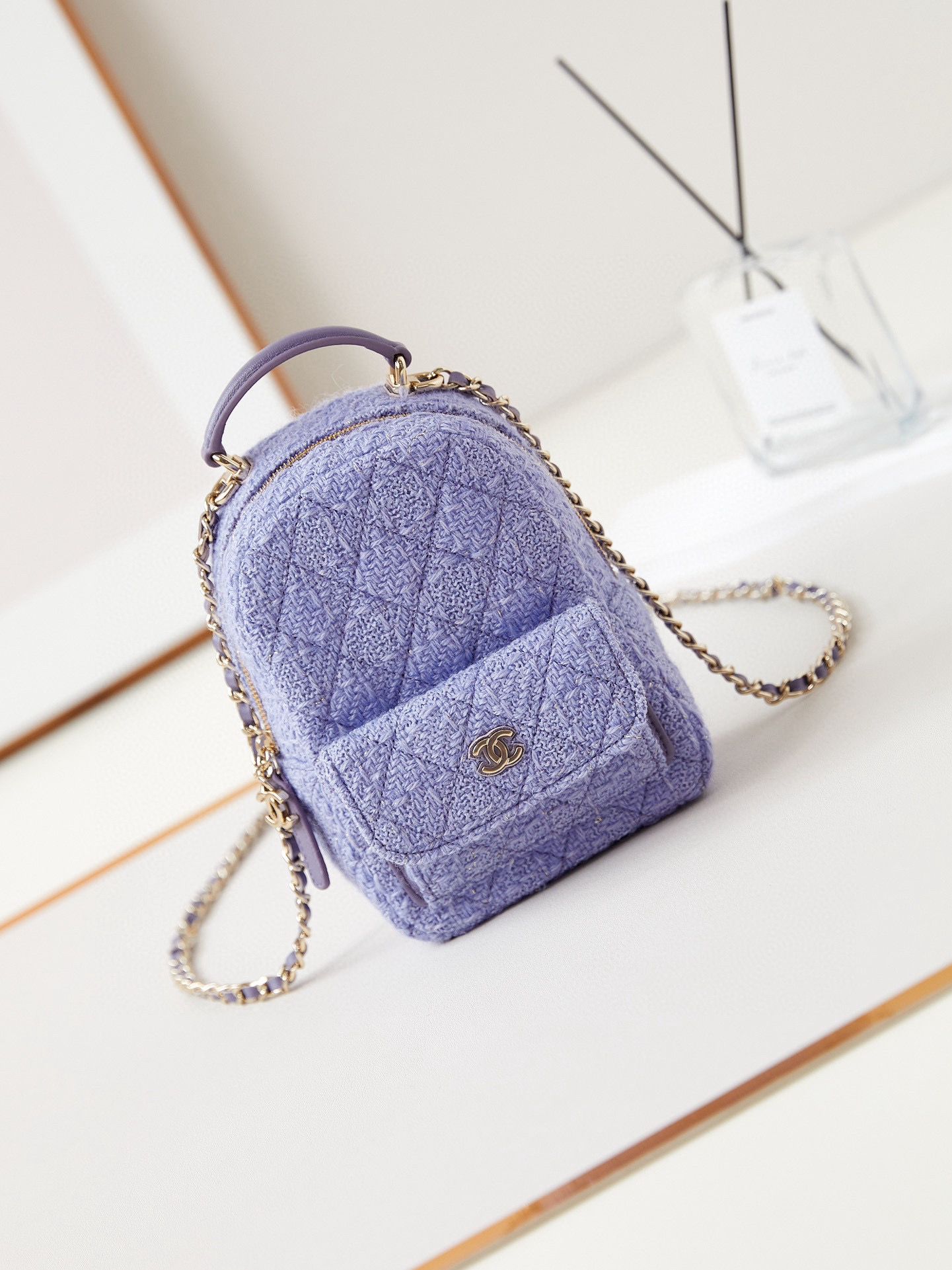 Chanel MINI BACKPACK AP3753 Woolen cloth& Gold-Tone Metal light purple