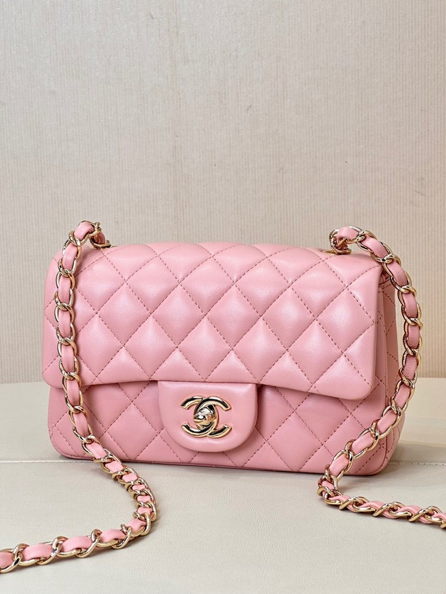 Chanel MINI CLASSIC HANDBAG Lambskin & Gold-Tone Metal A69900 pink